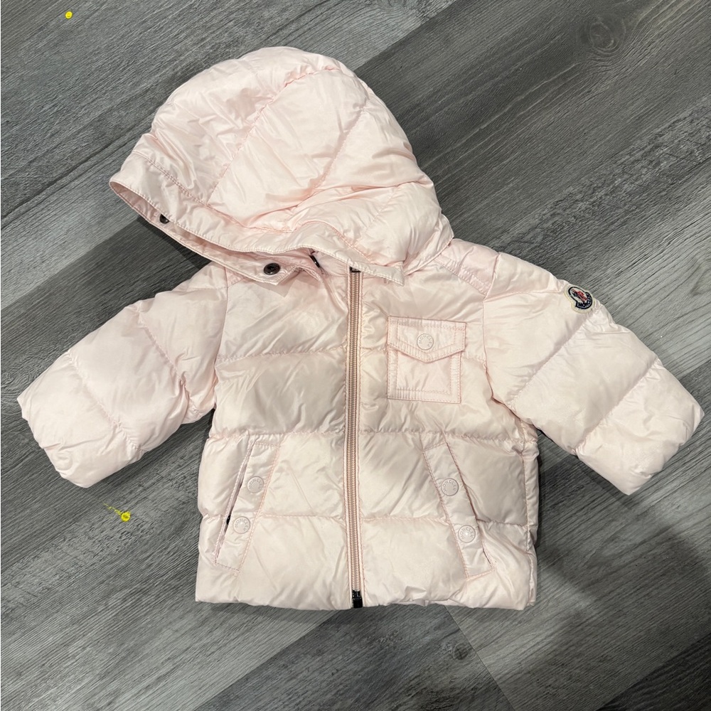 Pink Moncler winter coat size 3/6 months